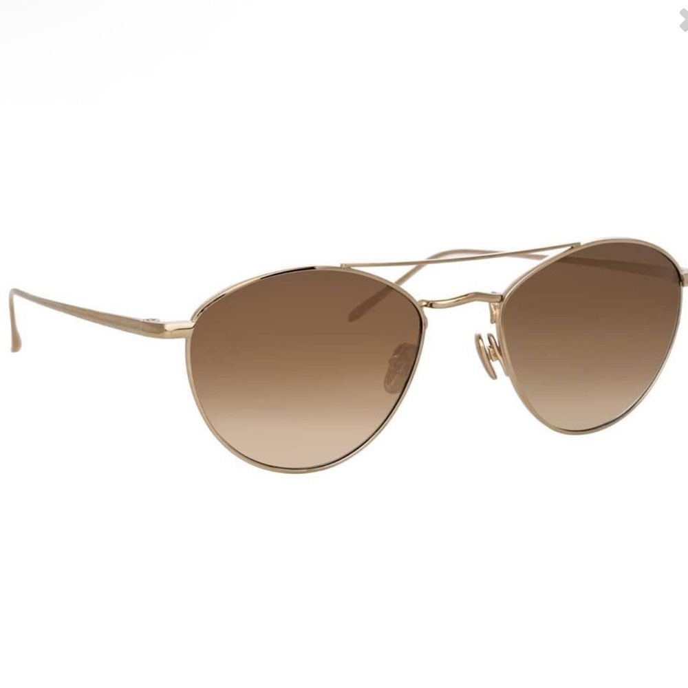 NWOT Linda Farrow Men’s 876 C7 Aviator Sunglasses in Light Gold